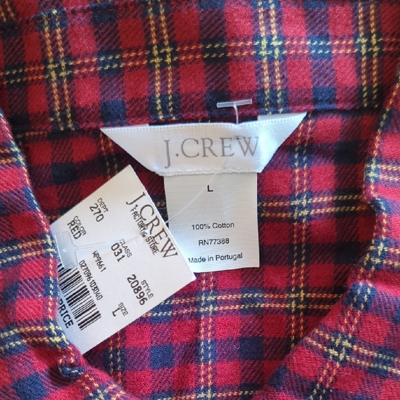 J. Crew Women's Plaid Pajama Set - Red and Blue Tartan 100% Cotton - Picture 2 of 9